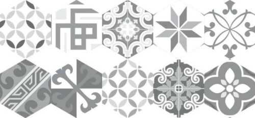 Sada 10 samolepek na podlahu Ambiance Hexagons Tristano