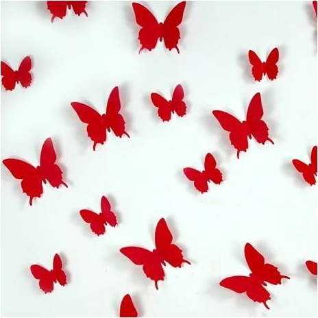 Sada 12 červených samolepek Ambiance Butterflies Ambiance