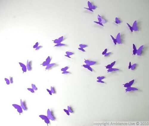 Sada 12 fialových samolepek Ambiance Butterflies Ambiance