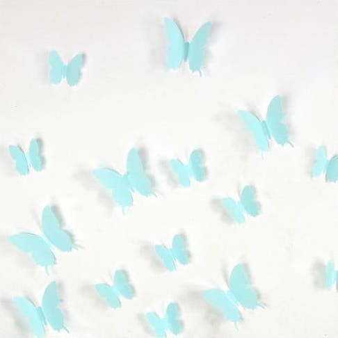 Sada 12 tyrkysových adhezivních 3D samolepek Ambiance Butterflies Ambiance