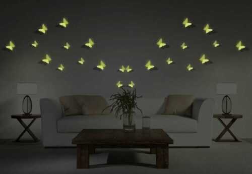 Sada 12 ve tmě svítících 3D samolepek Ambiance Butterflies Ambiance