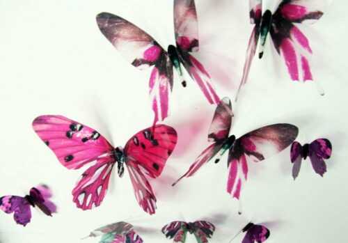 Sada 18 růžových adhezivních 3D samolepek Ambiance Butterflies Ambiance