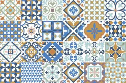 Sada 24 nástěnných samolepek Ambiance Azulejos Ornaments Mosaic