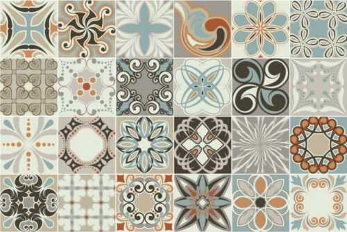 Sada 24 nástěnných samolepek Ambiance Wall Stickers Cement Tiles Rumba