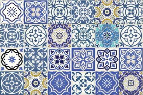 Sada 24 nástěnných samolepek Ambiance Wall Stickers Tiles Flamenco