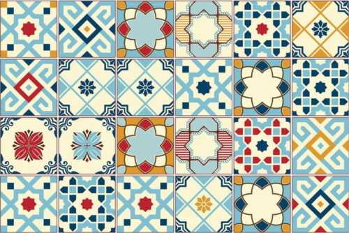 Sada 24 samolepek na stěnu Ambiance Azulejos Rano