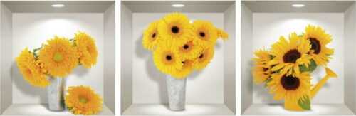 Sada 3 3D samolepek na zeď Ambiance Sunflowers Ambiance