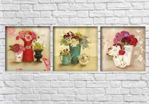 Sada 3 obrazů Tablo Center Flower Vases Tablo Center