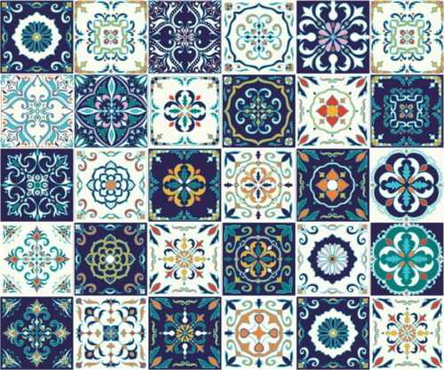 Sada 30 nástěnných samolepek Ambiance Tiles Azulejos Forli