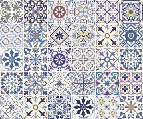 Sada 30 nástěnných samolepek Ambiance Tiles Azulejos Riviera