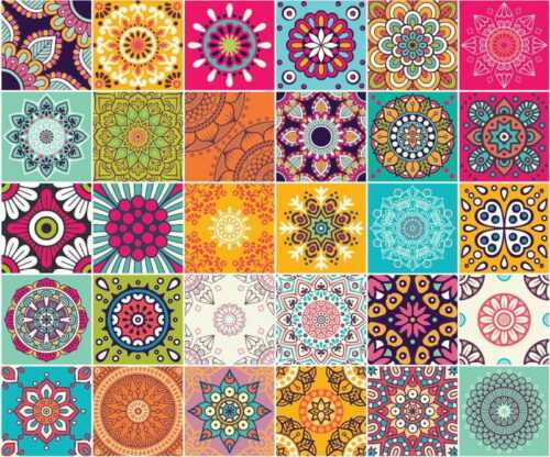 Sada 30 nástěnných samolepek Ambiance Wall Stickers Tiles Azulejos Mariska