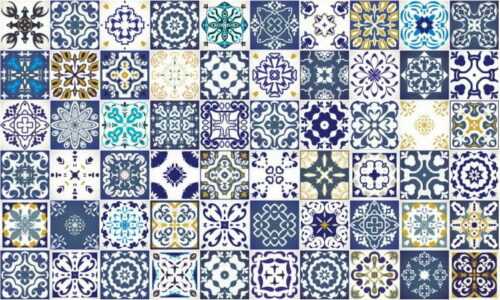 Sada 60 nástěnných samolepek Ambiance Azulejos Cyprus