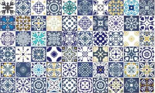 Sada 60 nástěnných samolepek Ambiance Wall Decal Tiles Azulejos Cyprus