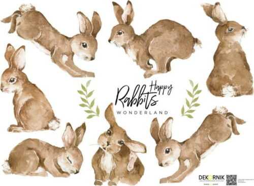 Sada 7 nástěnných samolepek Dekornik Happy Rabbits Wonderland Dekornik