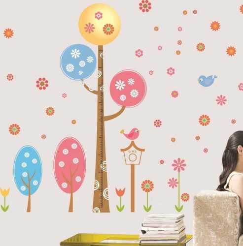 Sada nástěnných samolepek Ambiance Round Trees And Flowers Ambiance