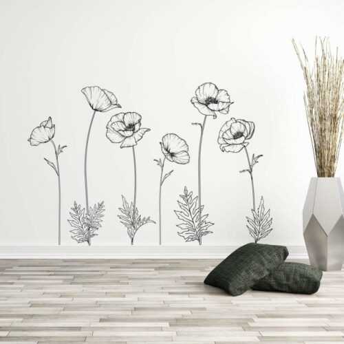 Sada samolepek na zeď Ambiance Poppies Ambiance