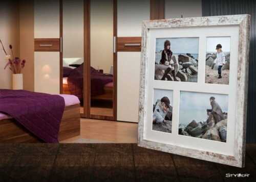 Šedo-bílý rámeček na 4 fotografie Styler Narvik Shabby