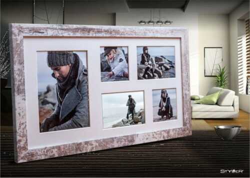 Šedo-bílý rámeček na 5 fotografií Styler Narvik