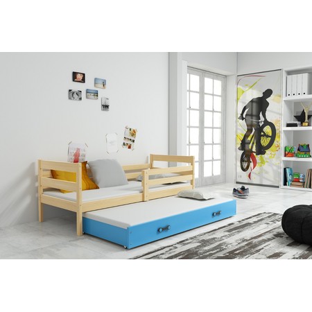 Dětská postel s výsuvnou postelí ERYK 190x80 cm Borovice Modrá