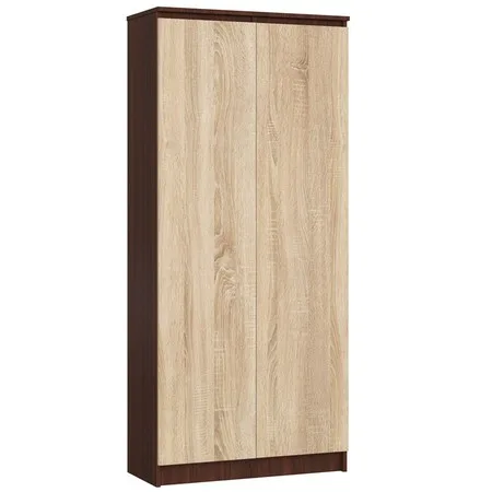 Regál R 80 cm CLP 2 dvířka 8 poliček wenge/dub sonoma