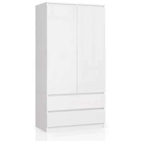 Šatní skříň S90 2 dvířka 2 zásuvky bílá/lesk