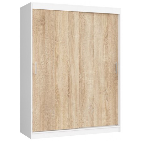 Šatní skříň posuvná 150 cm CLP MONO bílá/dub sonoma