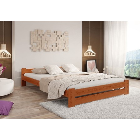 Vyvýšená masivní postel Euro 140x200 cm včetně roštu Borovice