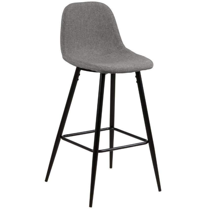 SCANDI Světle šedá látková barová židle Wanda 73 cm s černou podnoží SCANDI