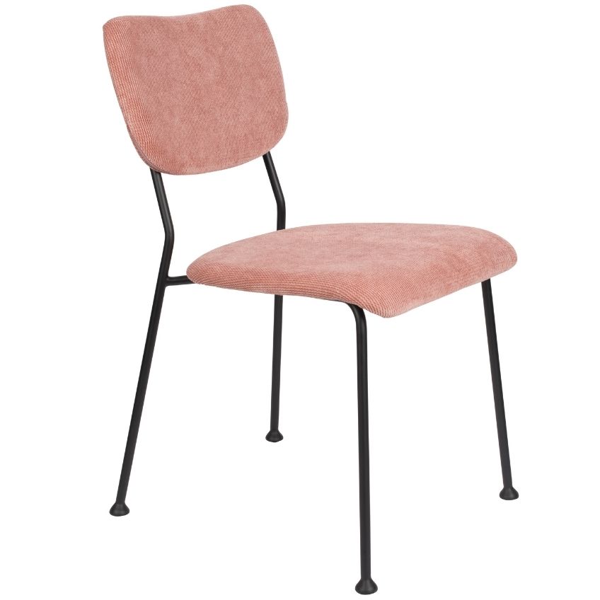Růžová manšestrová jídelní židle ZUIVER BENSON Zuiver