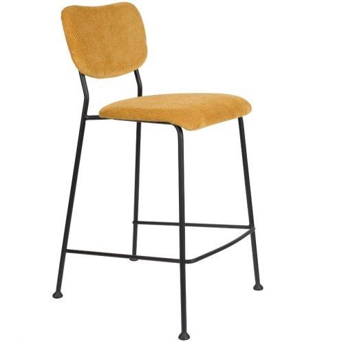 Okrová manšestrová barová židle ZUIVER BENSON 65 cm Zuiver