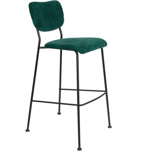 Tmavě zelená manšestrová barová židle ZUIVER BENSON 76 cm Zuiver