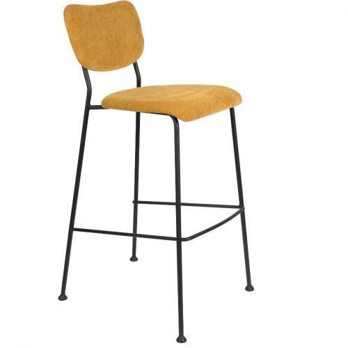Okrová manšestrová barová židle ZUIVER BENSON 76 cm Zuiver