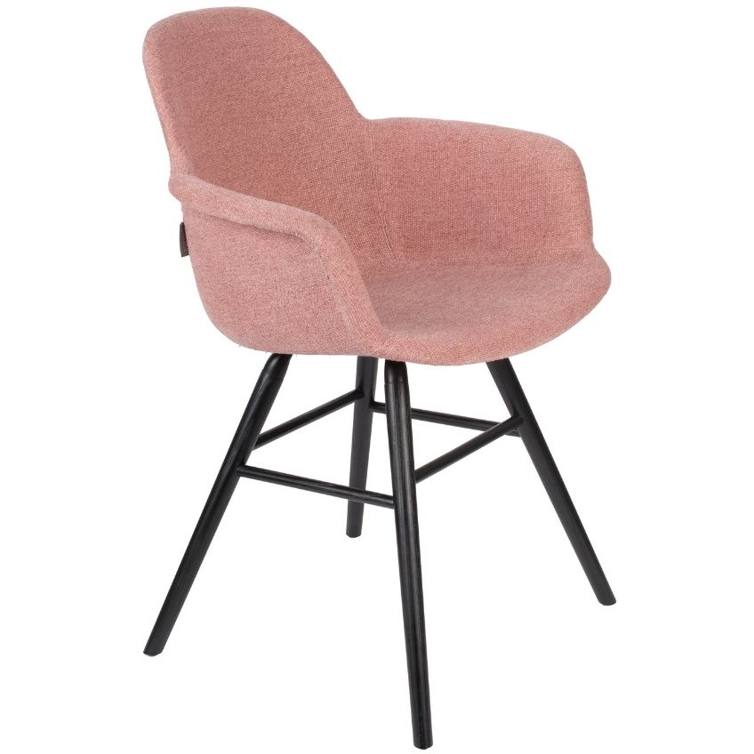 Růžová látková jídelní židle ZUIVER ALBERT KUIP s područkami Zuiver