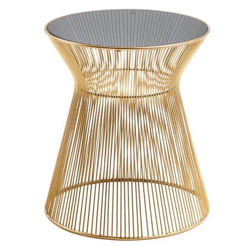 Zlatý skleněný kulatý odkládací stolek LaForma Jolene 40 cm LaForma
