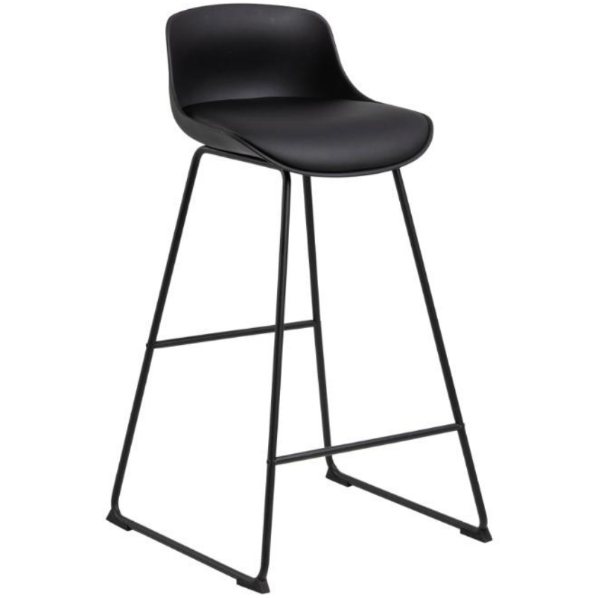 SCANDI Černá koženková barová židle Durana 76 cm SCANDI