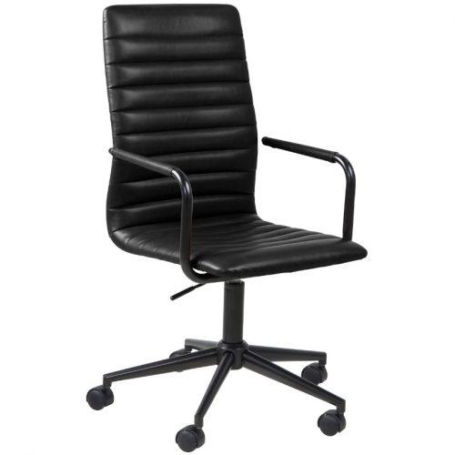 SCANDI Černá koženková kancelářská židle Aqua SCANDI