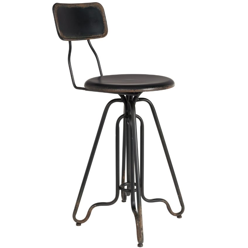 Černá kovová vintage barová židle DUTCHBONE Ovid 61 cm Dutchbone