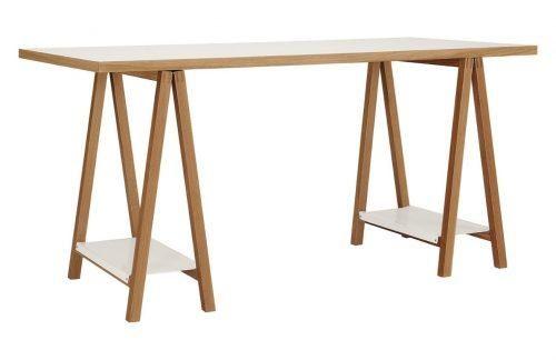 Bílý pracovní stůl Woodman Highbury s dubovou podnoží 160x75 cm Woodman