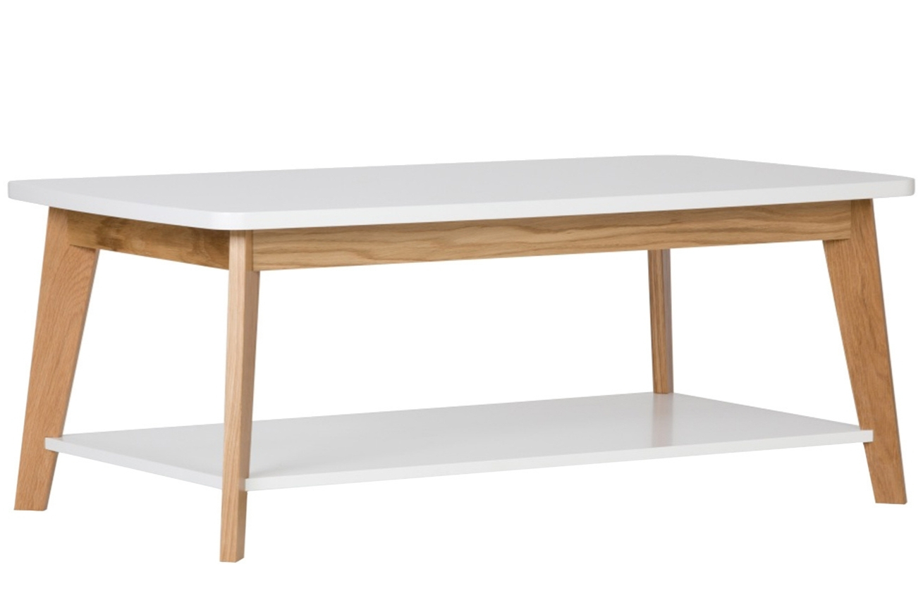 Bílý konferenční stolek Woodman Kensal Nordic s dubovou podnoží 115x65 cm Woodman