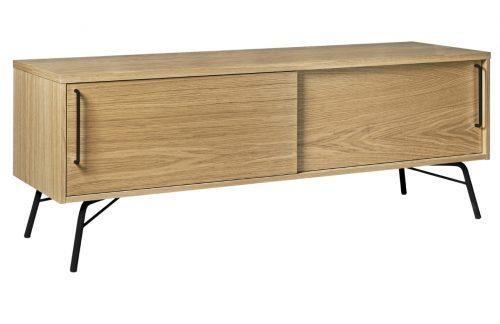 Dubový TV stolek Woodman Ashburn s černou kovovou podnoží 145 x 44 cm Woodman