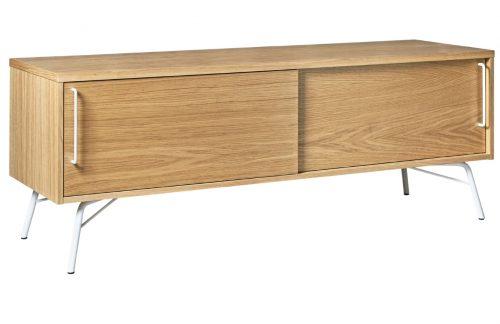 Dubový TV stolek Woodman Ashburn s bílou  kovovou podnoží 145 x 44 cm Woodman