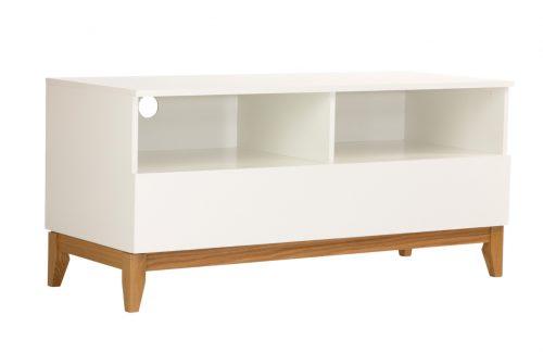 Bílý TV stolek Woodman Blanco s dubovou podnoží 120x48 cm Woodman
