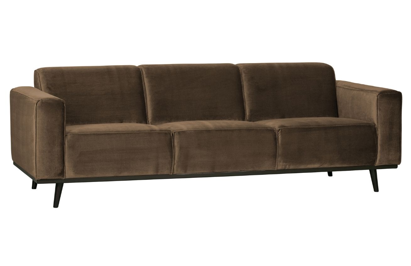 Hoorns Šedo hnědá sametová třímístná pohovka Twilight 230 cm Hoorns