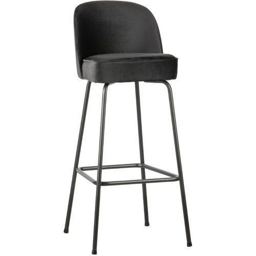 Hoorns Tmavě šedá sametová barová židle Tergi 79 cm Hoorns