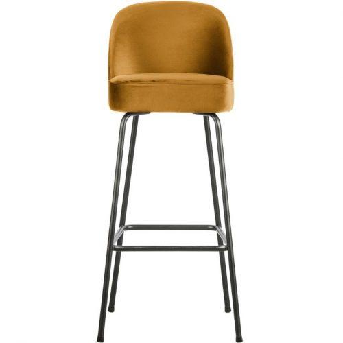Hoorns Hořčicově žlutá sametová barová židle Tergi 79 cm Hoorns