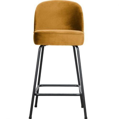 Hoorns Hořčicově žlutá sametová barová židle Tergi 65 cm Hoorns