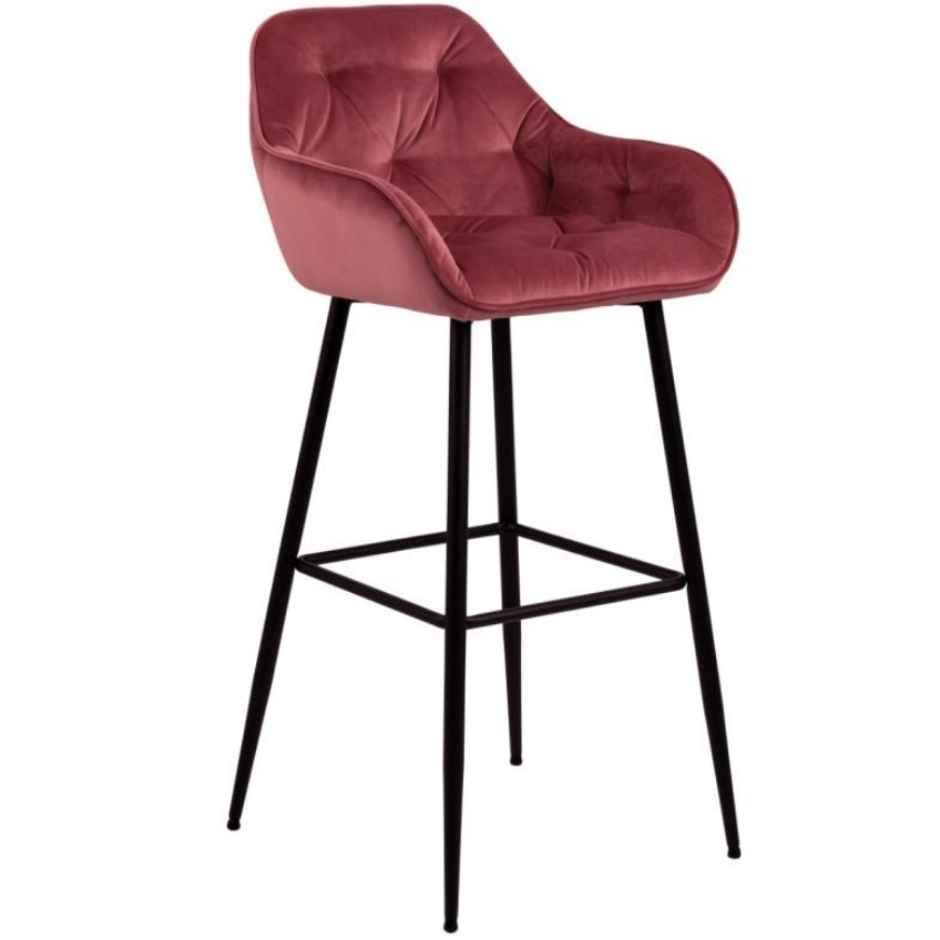 SCANDI Korálově červená sametová barová židle Norman 75 cm SCANDI