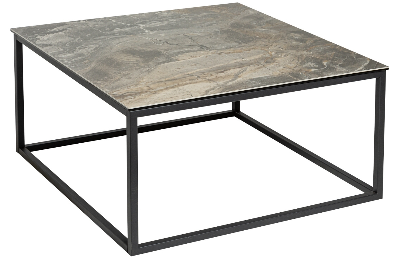 Moebel Living Šedý keramický konferenční stolek Batik 75 x 75 cm s mramorovým vzhledem Moebel Living