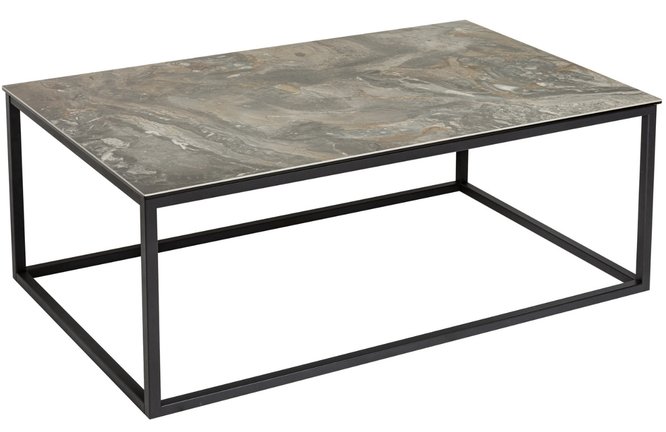 Moebel Living Šedý keramický konferenční stolek Batik 100 x 60 cm s mramorovým vzhledem Moebel Living