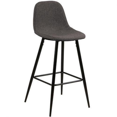 SCANDI Tmavě šedá látková barová židle Wanda 65 cm s černou podnoží SCANDI
